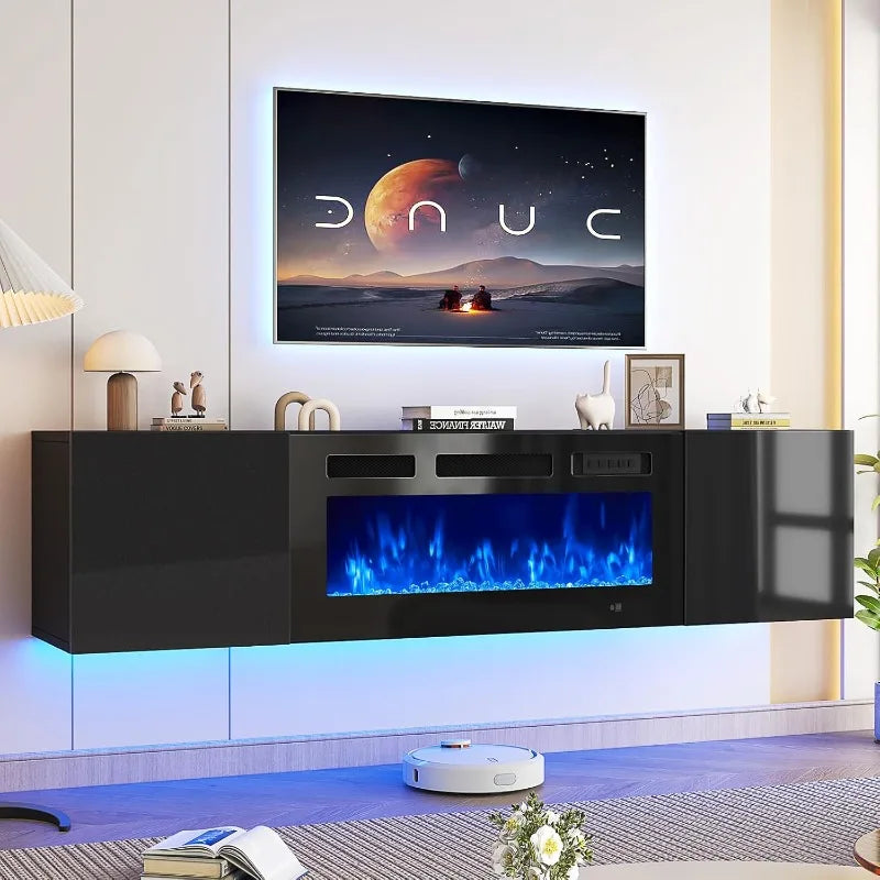 Floating fireplace TV stand — product detail