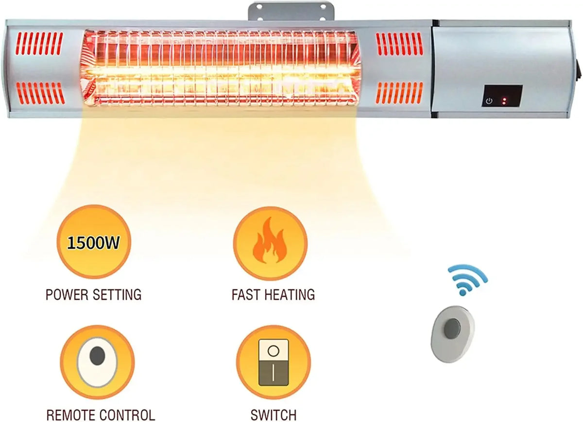 1500W wall-mounted electric patio heater, view 5