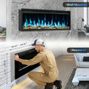42 inch electric fireplace wall-mounted and recessed installation dimensions