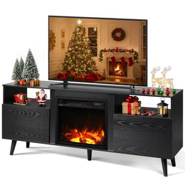 65 Inch Electric Fireplace TV Stand, Modern Media Console Entertainment Center for Living Rooms