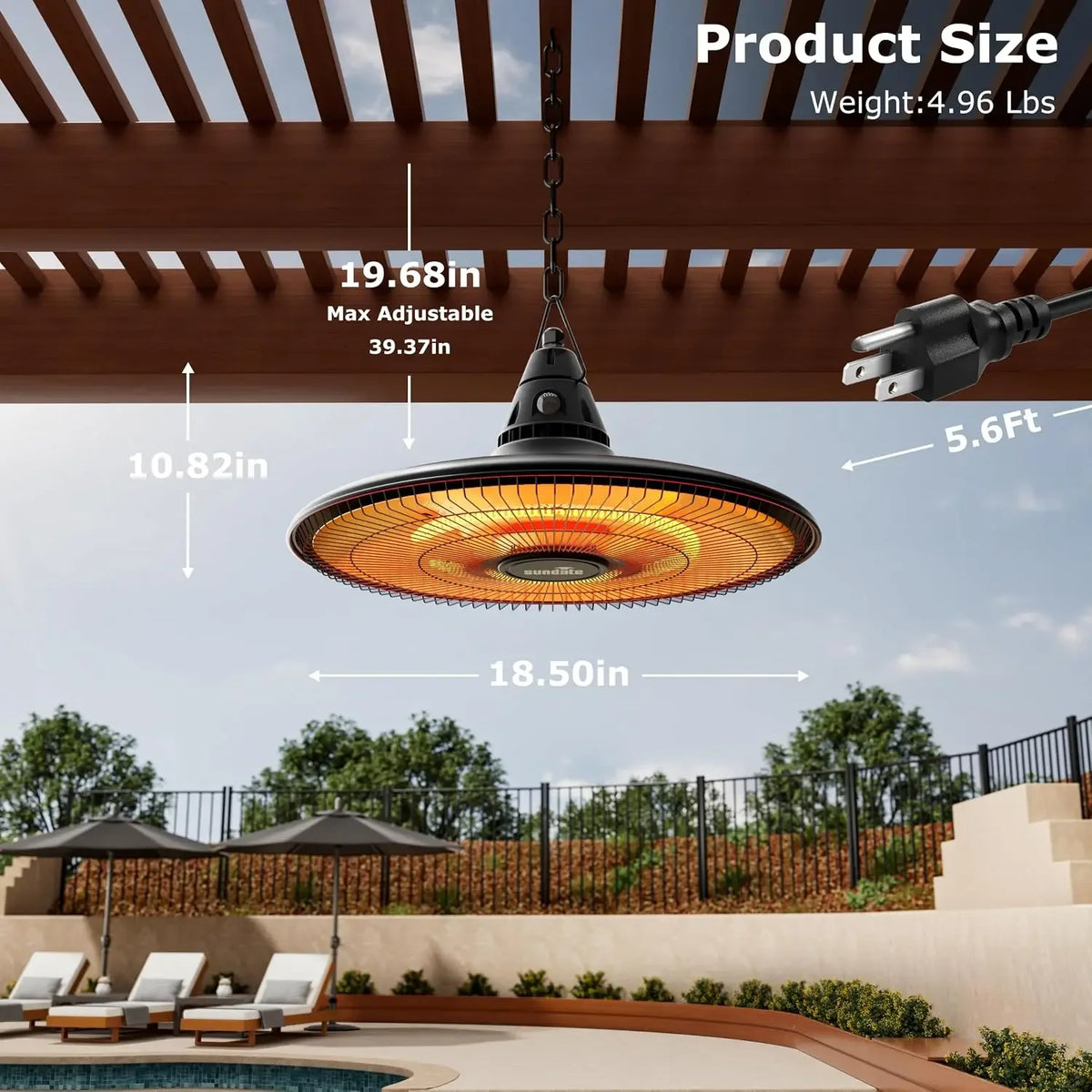 1500W hanging infrared patio heater, view 5