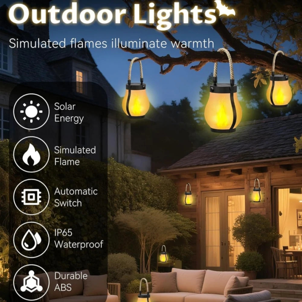 Lanterns lighting a porch, with solar charging, automatic switch, IP65 waterproofing and ABS body
