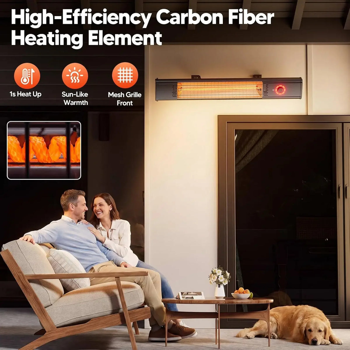 1500W wall-mounted infrared patio heater, view 2