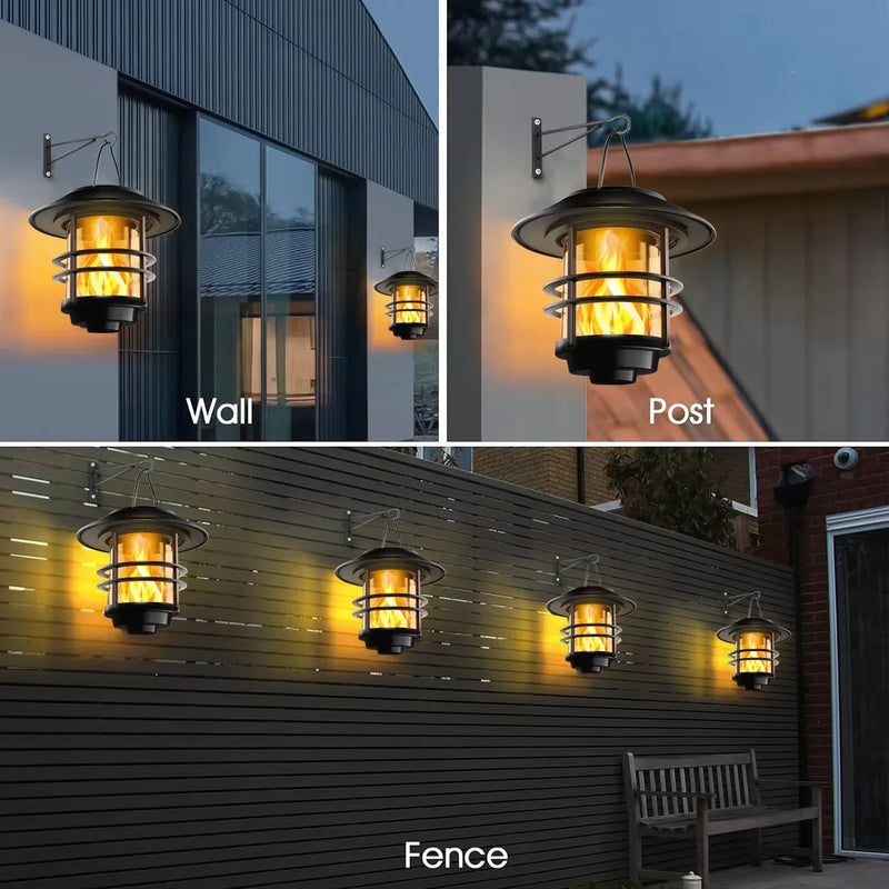 Solar flame-effect LED wall lantern, photo 2