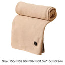 Apricot heated shawl wrap shown flat with dimensions of 59 by 31.5 inches