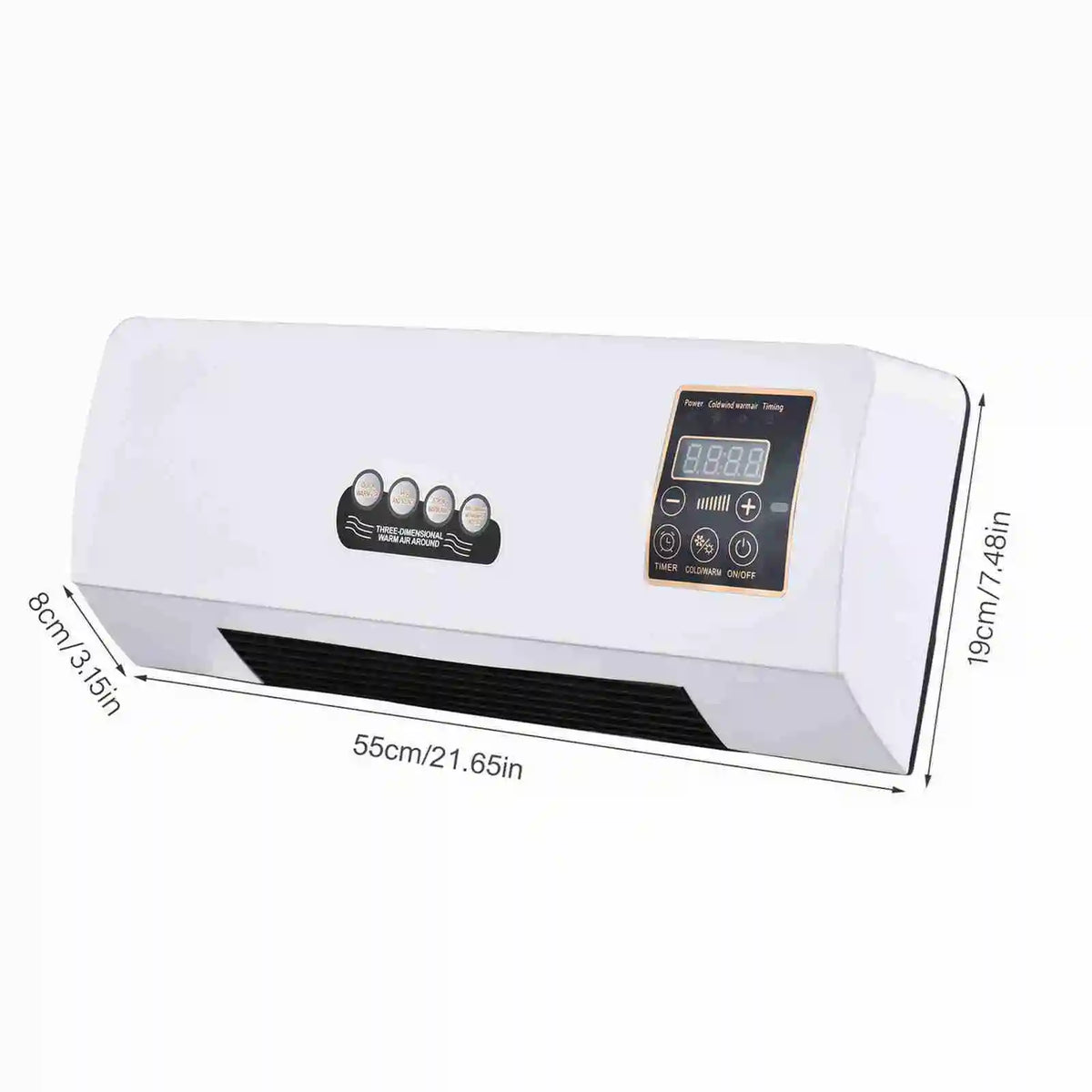 Wall-mounted fan heater in a home, office, bedroom and dressing room