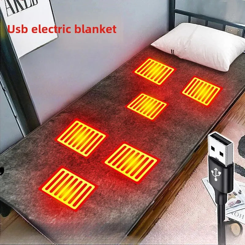 USB heated mat on a single bed, showing its six heating zones