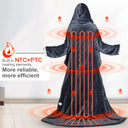 Wearable heated blanket heat-zone layout with built-in NTC and PTC heating elements