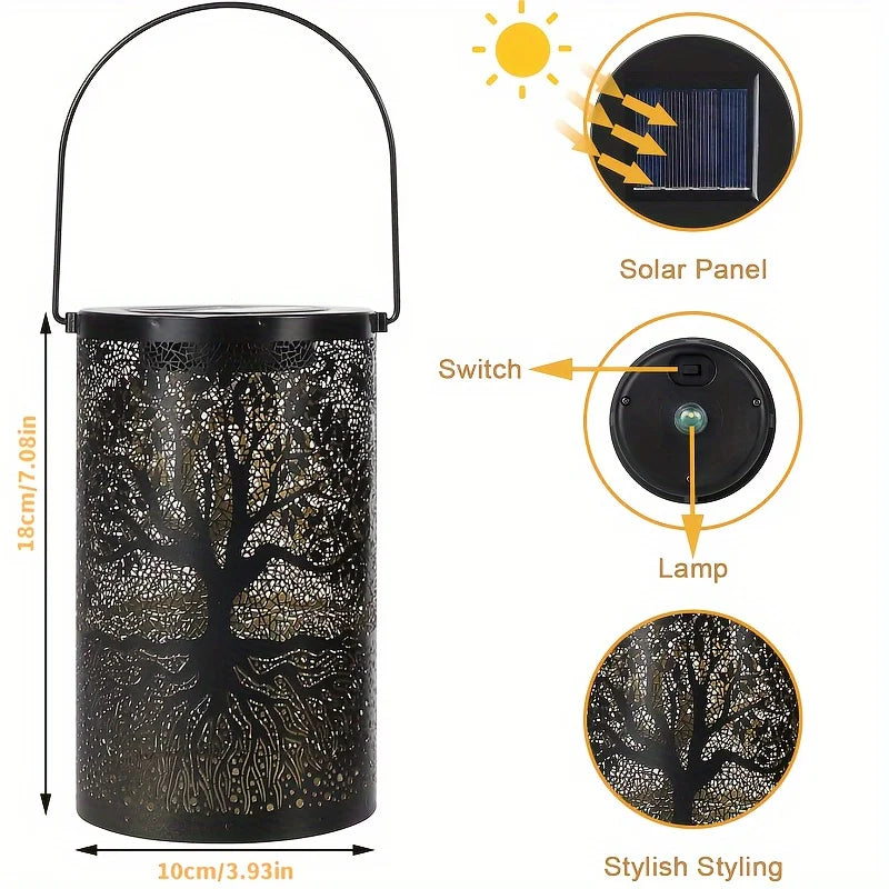 Vintage solar lantern with tree-of-life cut-out, photo 6