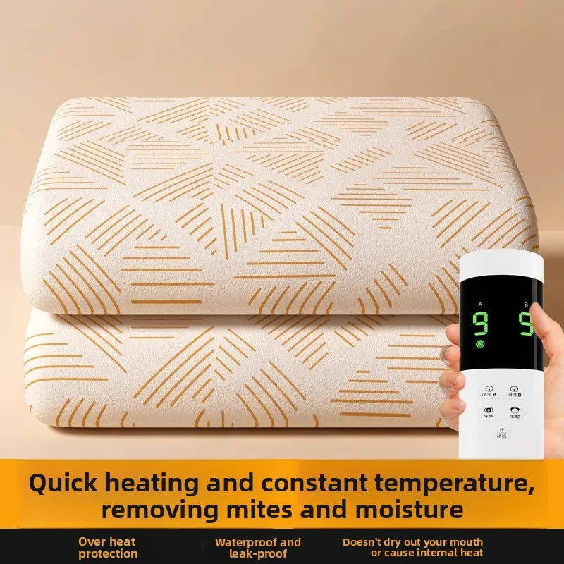 Sherpa plush queen king heated blanket with auto shutoff