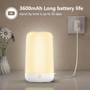 Rechargeable 3600mAh bedside lamp with up to 30 days standby and USB charging