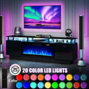 70 inch fireplace TV stand with its LED lights on