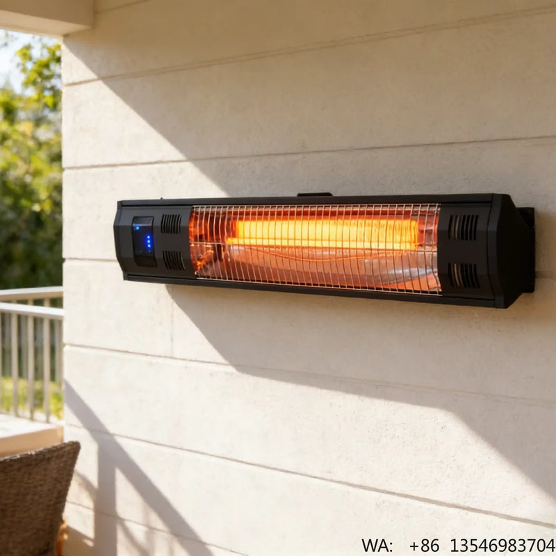 Wall mounted quartz infrared patio heater with remote, IP65