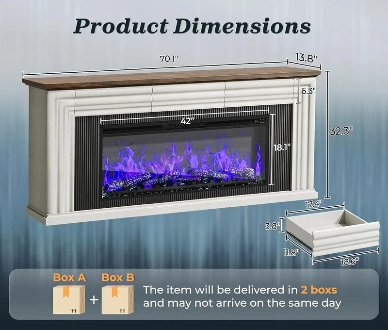 Fluted fireplace media console — product detail