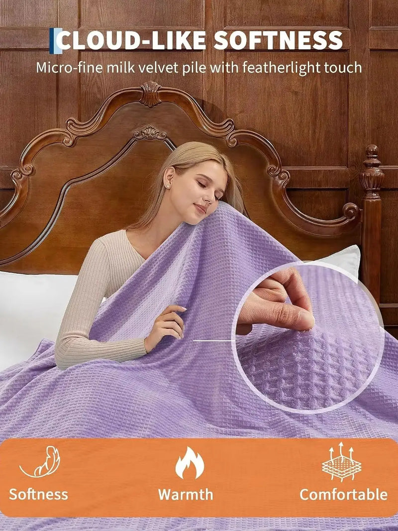 Soft milk velvet side of the sherpa heated blanket