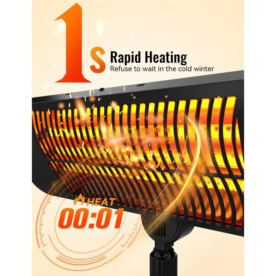 1500W standing infrared patio heater on a pole stand, view 3