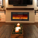 42 inch electric fireplace installed below a TV