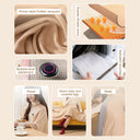 Heated shawl wrap features: knitted jacquard fabric, quick start-up heating, machine washable and multi-level adjustment