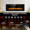 Ultra-thin electric fireplace control panel and remote functions