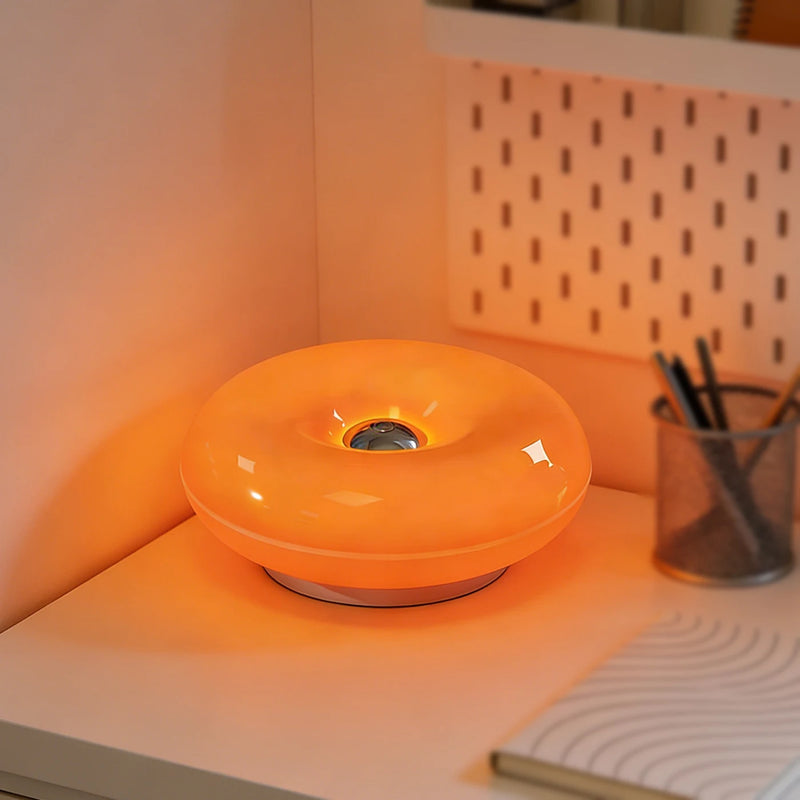 Donut LED Table Lamp, Dimmable Warm Ambient Night Light for Bedroom & Living Room