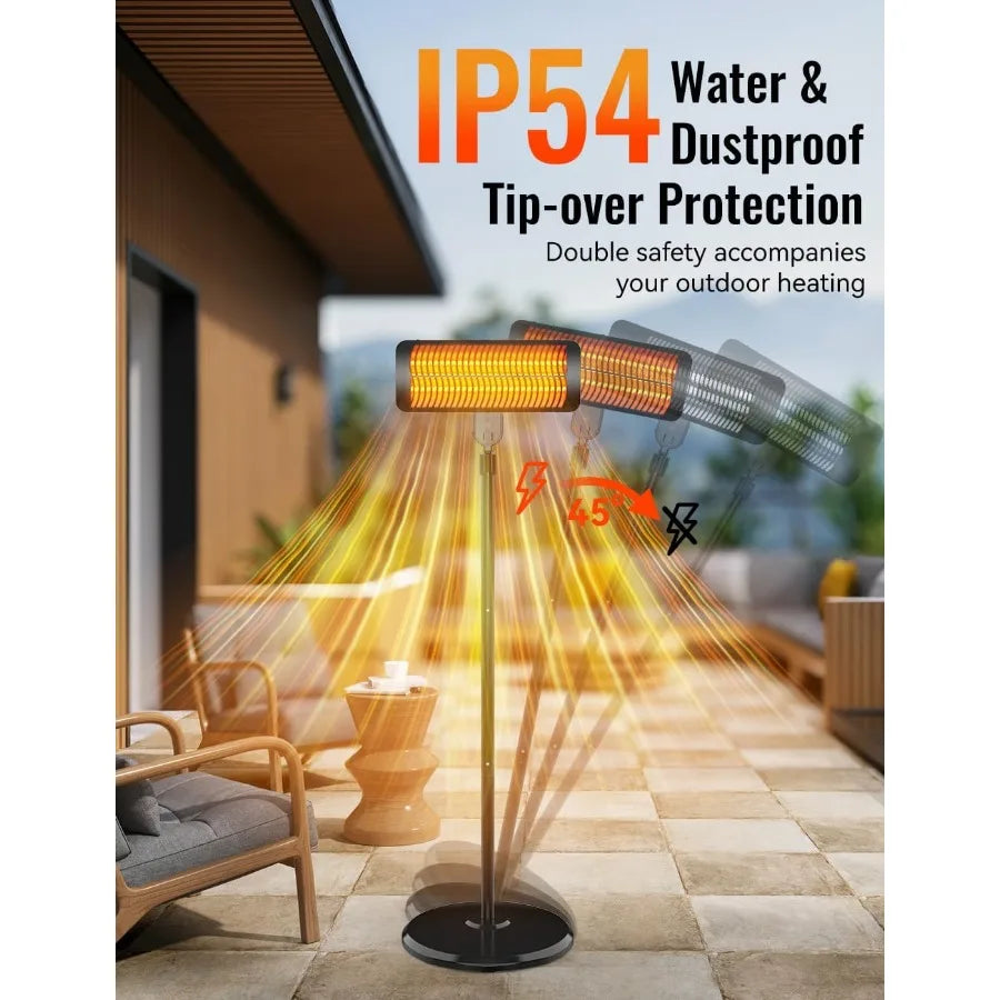 1500W standing infrared patio heater on a pole stand, view 6
