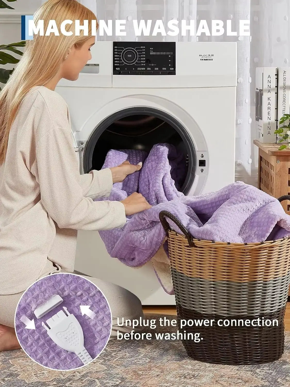 Sherpa heated blanket is machine washable after unplugging the controller