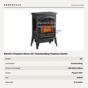 Electric Fireplace Stove, 22" Freestanding Fireplace Heater with 3-Sided Realistic Flame — specifications