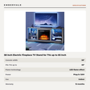 58 Inch Electric Fireplace TV Stand for TVs up to 65 Inch, Modern Media Console — specifications
