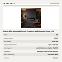 60 Inch Slim Recessed Electric Fireplace, Wall Mounted Linear LED Fireplace with Digital — specifications