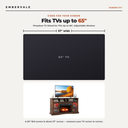 Fireplace TV Stand for TVs Up to 65", Adjustable Shelves LED Light Entertainment Center — TV size fit diagram