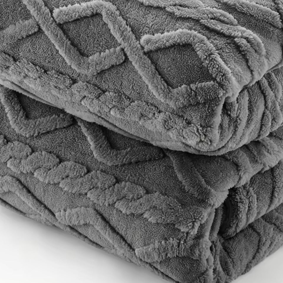 Close-up of the grey milk-velvet flannel fleece texture