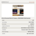 60 Inch Recessed Electric Fireplace, 750W/1500W Wall-Mounted Linear Fireplace with Smart — specifications