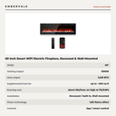 60 Inch Smart WiFi Electric Fireplace, Recessed & Wall-Mounted Linear Fireplace — specifications