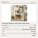 59 Inch Electric Fireplace TV Stand, Modern Media Console Entertainment Center, Storage — specifications