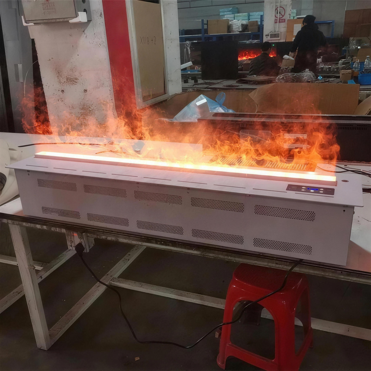 1500 mm Modern Electric Fireplace 60-Inch Steel Freestanding 3D Water Steam Display Remote Control Indoor Use