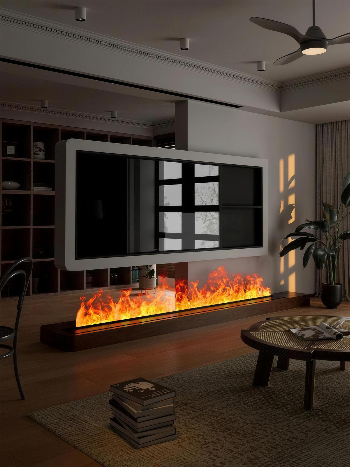 3D Water Electric Fireplace Remote Control APP Mist Fireplace Embedded Realistic Mist Flame Interior Decoration Steam