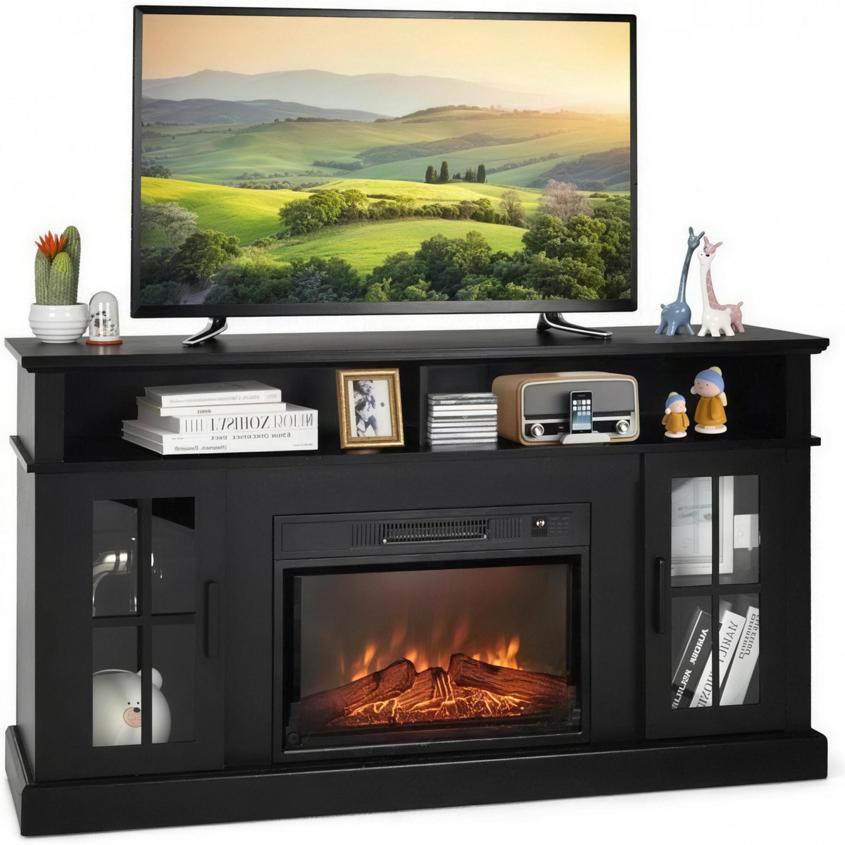 Electric Fireplace TV Stand for TVs up to 65 Inch, Modern Media Console Entertainment Center, Remote Control for Living Rooms