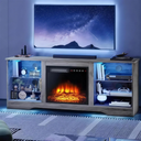 58 Inch Electric Fireplace TV Stand for TVs up to 65 Inch, Modern Media Console Entertainment Center, Adjustable LED Flame for Living Rooms