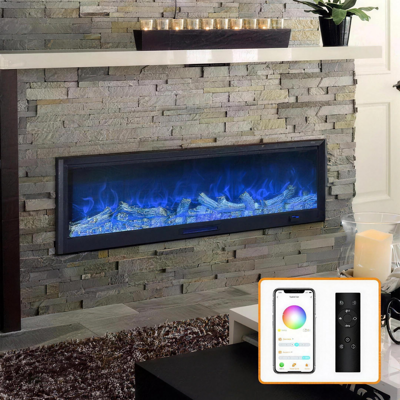 60 85 Inch Electric Fireplace Insert Recessed Media Wall Mounted Fire Place Led Decorative 1500w Electric Fireplace