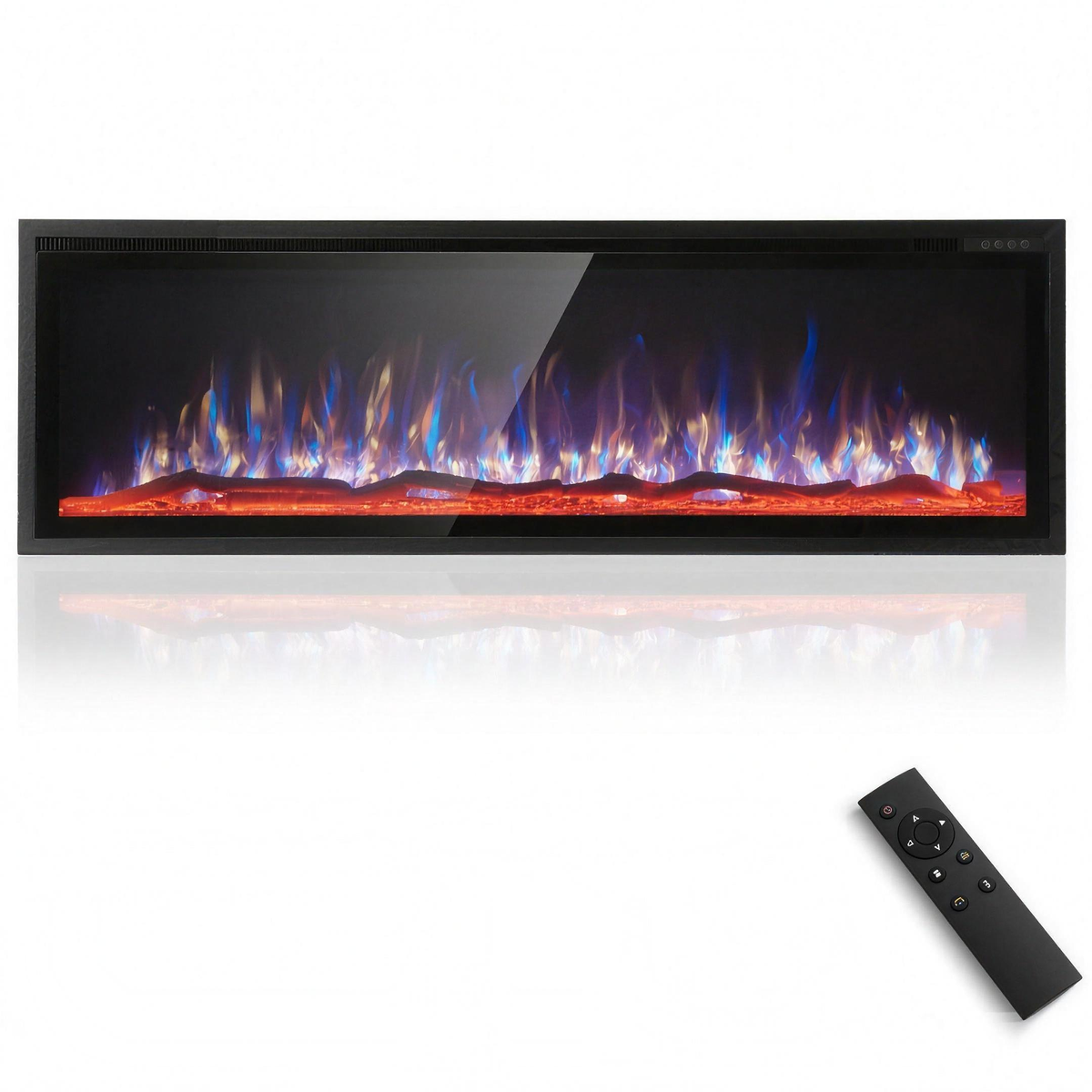 Electric Fireplace 60 inch Wall Mounted, Fireplace Heater 750 1500W Smart Heat, Wall Mounted Recessed Fireplace with