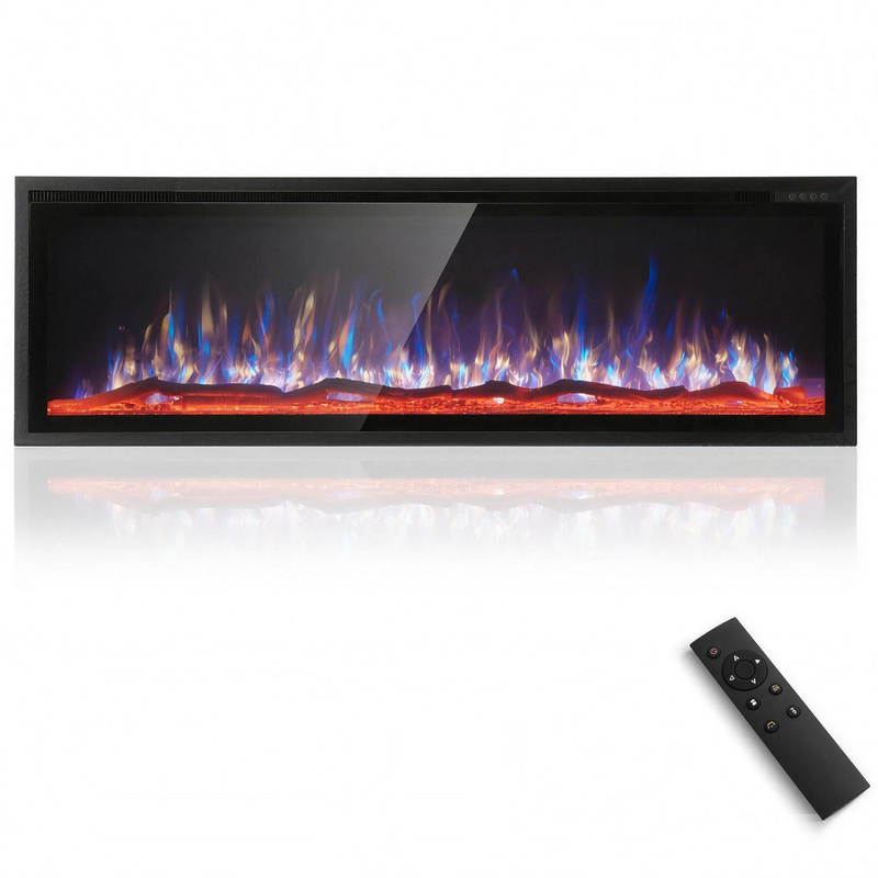 Electric Fireplace 60 inch Wall Mounted, Fireplace Heater 750 1500W Smart Heat, Wall Mounted Recessed Fireplace with