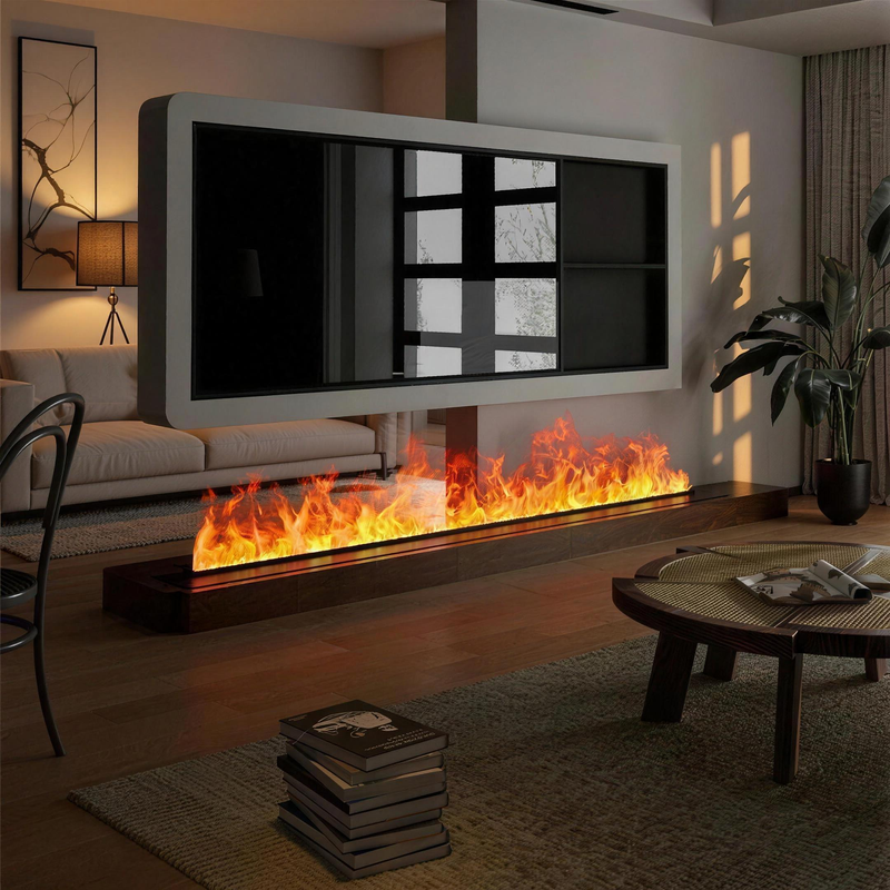 Smart Eco Water Vapor Fireplace with Colorful LED Flame, Large Atomizing Electric Fireplace Insert