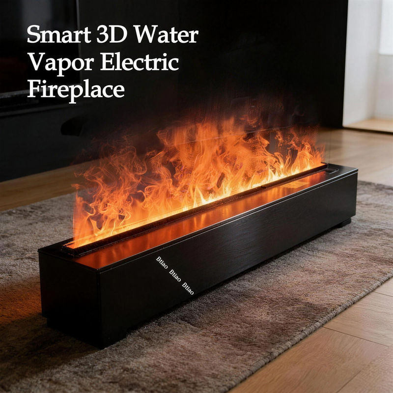 80cm Large Water Vapor Electric Fireplace, Fireplace Console Built-in Steam Fireplace with Crackling Sound & Colorful
