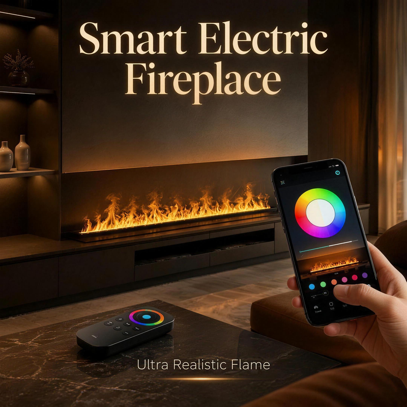 Built in Electric Fireplace Insert Realistic Vapor Flame Effect for Home Living Room Modern LED Flame Fireplace Firebox