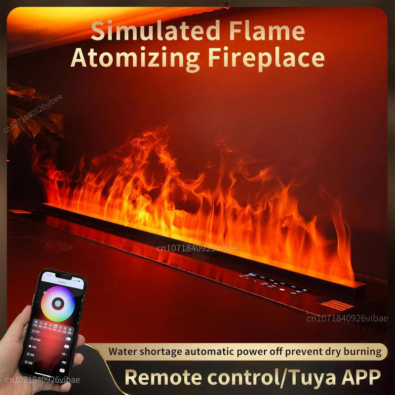 3D Water Vapor Fireplace with Humidifier Function, App-Controlled Steam Flame Electric Fireplace for Living Room & Bedroom