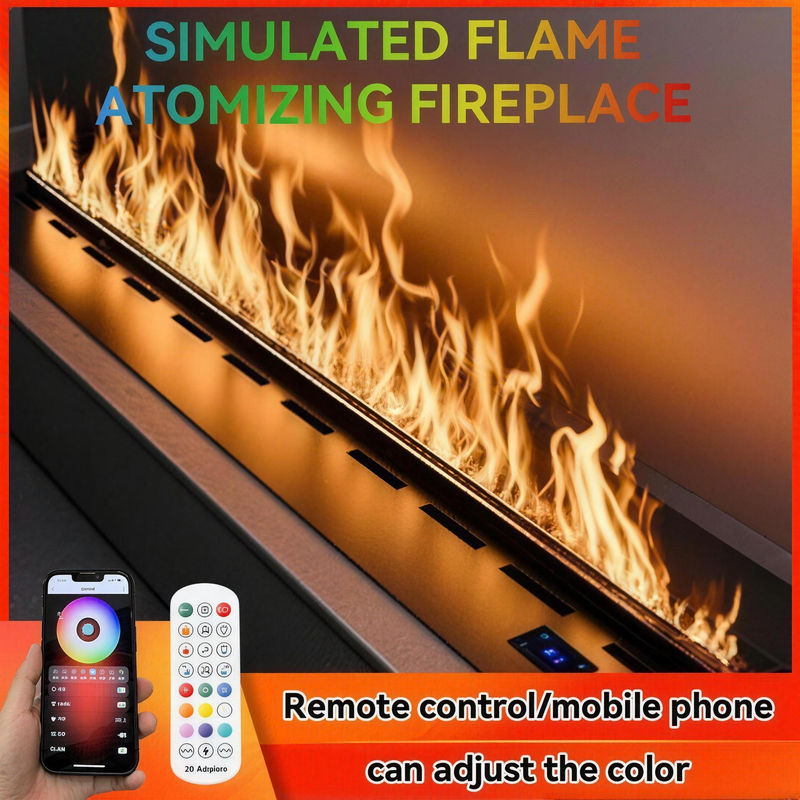 Water Vapor Fireplace Insert with App Control, Recessed 3D Mist Flame Electric Fireplace for Media Walls & Built-Ins