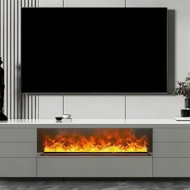 Nordic embedded electric fireplace with realistic flame