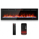 60 Inch Smart WiFi Electric Fireplace, Recessed & Wall-Mounted Linear Fireplace with Realistic Flame & 1500W Quartz Heater