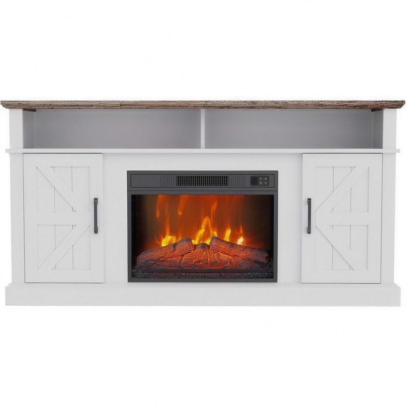 Electric Fireplace TV Stand for TVs up to 65 Inch, Modern Media Console Entertainment Center, Storage Cabinets for Living Rooms