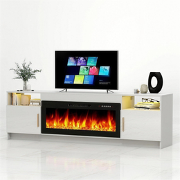 Electric Fireplace TV Stand, Modern Media Console Entertainment Center, Adjustable LED Flame for Living Rooms